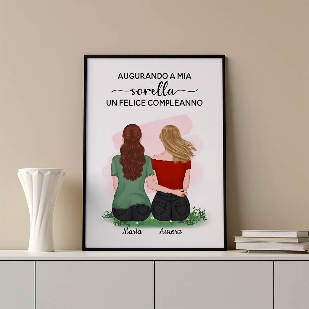 Poster Augurando a Mia Sorella Un Felice Compleanno Personalizzato - Mondo  Regalo