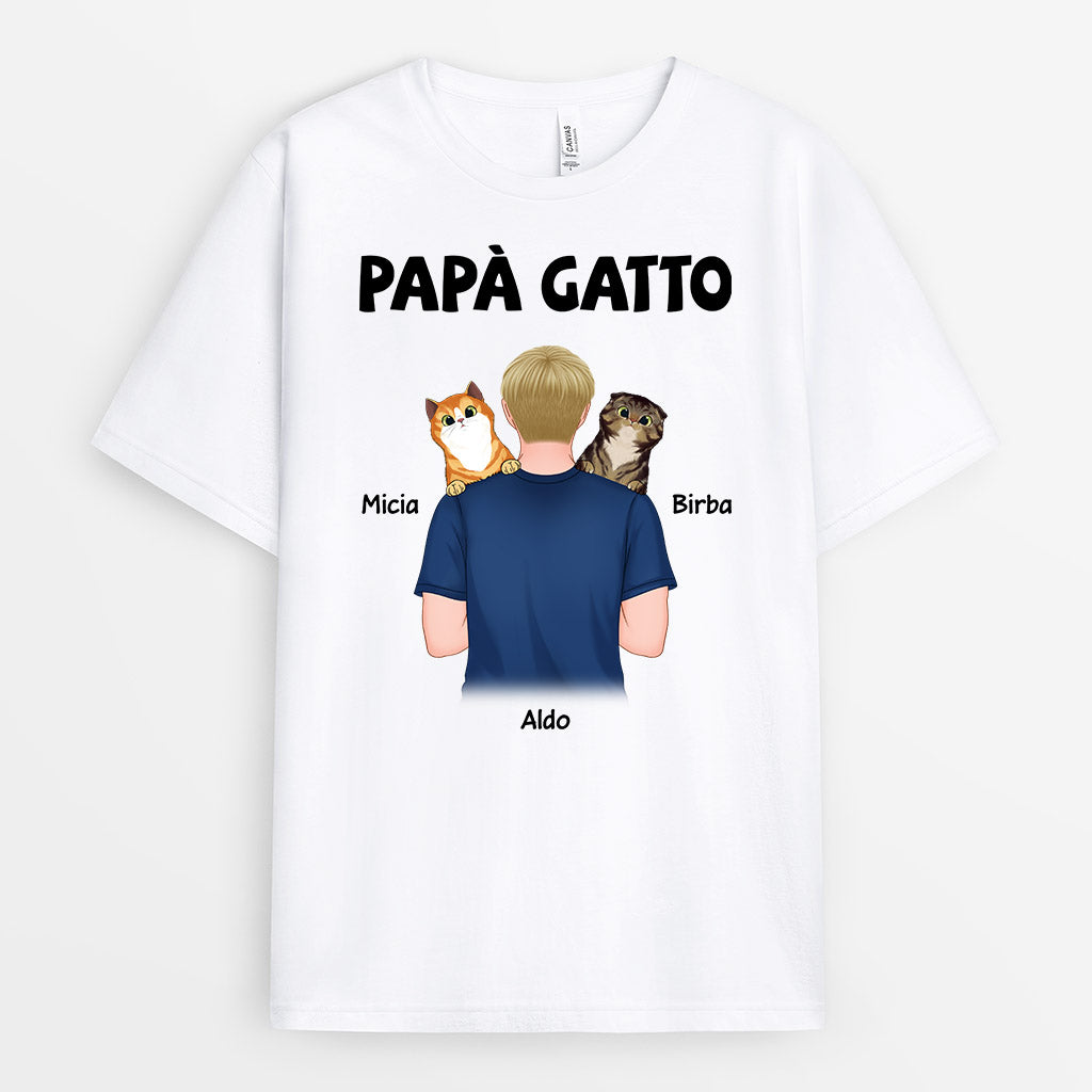 0834AOT1 Regali personalizzati magliette papa gatto amanti dei gatti