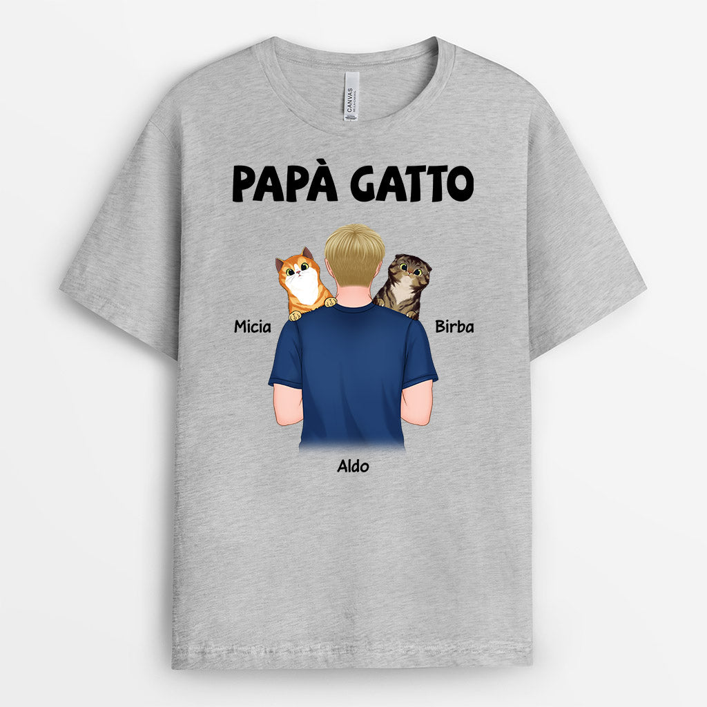 0834AOT2 Regali personalizzati magliette papa gatto amanti dei gatti