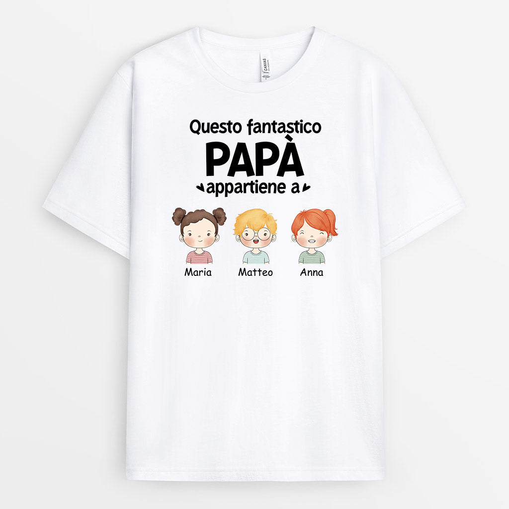 Maglietta Questo Fantastico Papà/Nonno Appartiene A Personalizzata