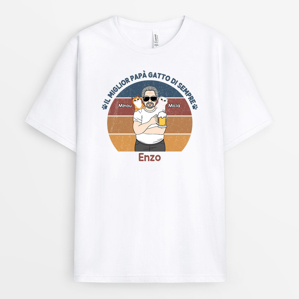 0888AOT1 Regali personalizzati magliette papa gatto amanti dei gatti