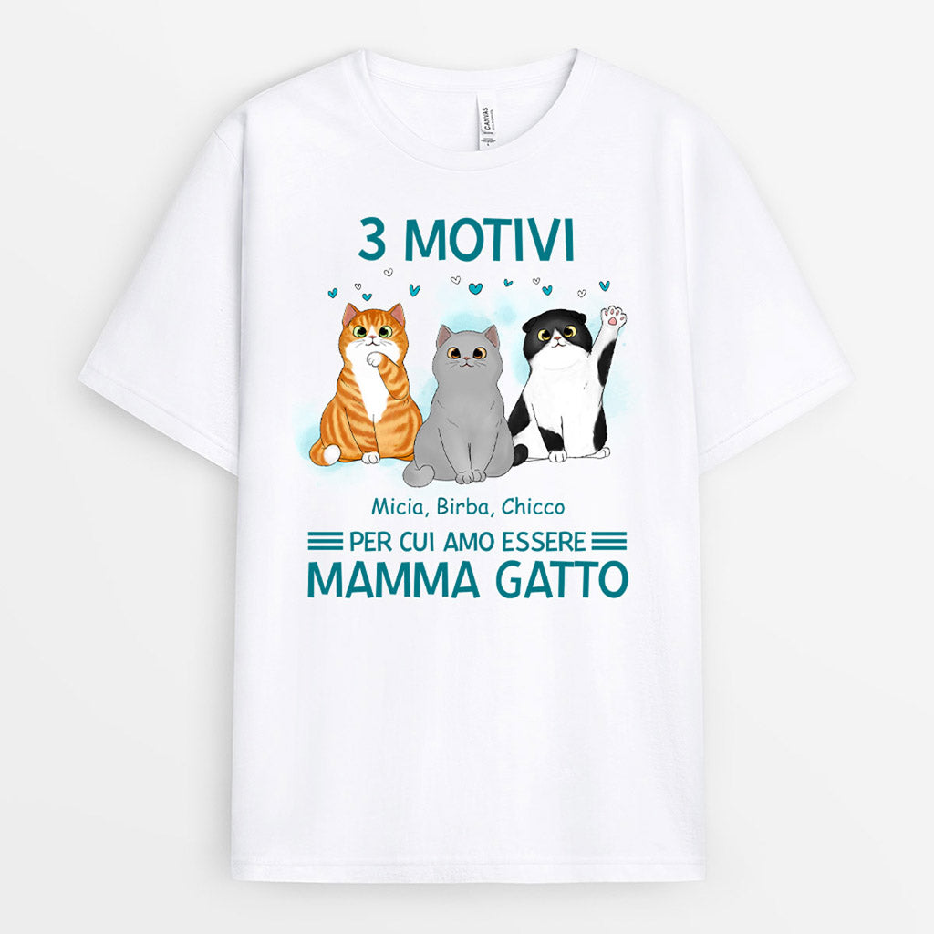 0891AOT1 Regali personalizzati magliette mamma gatto amanti dei gatti